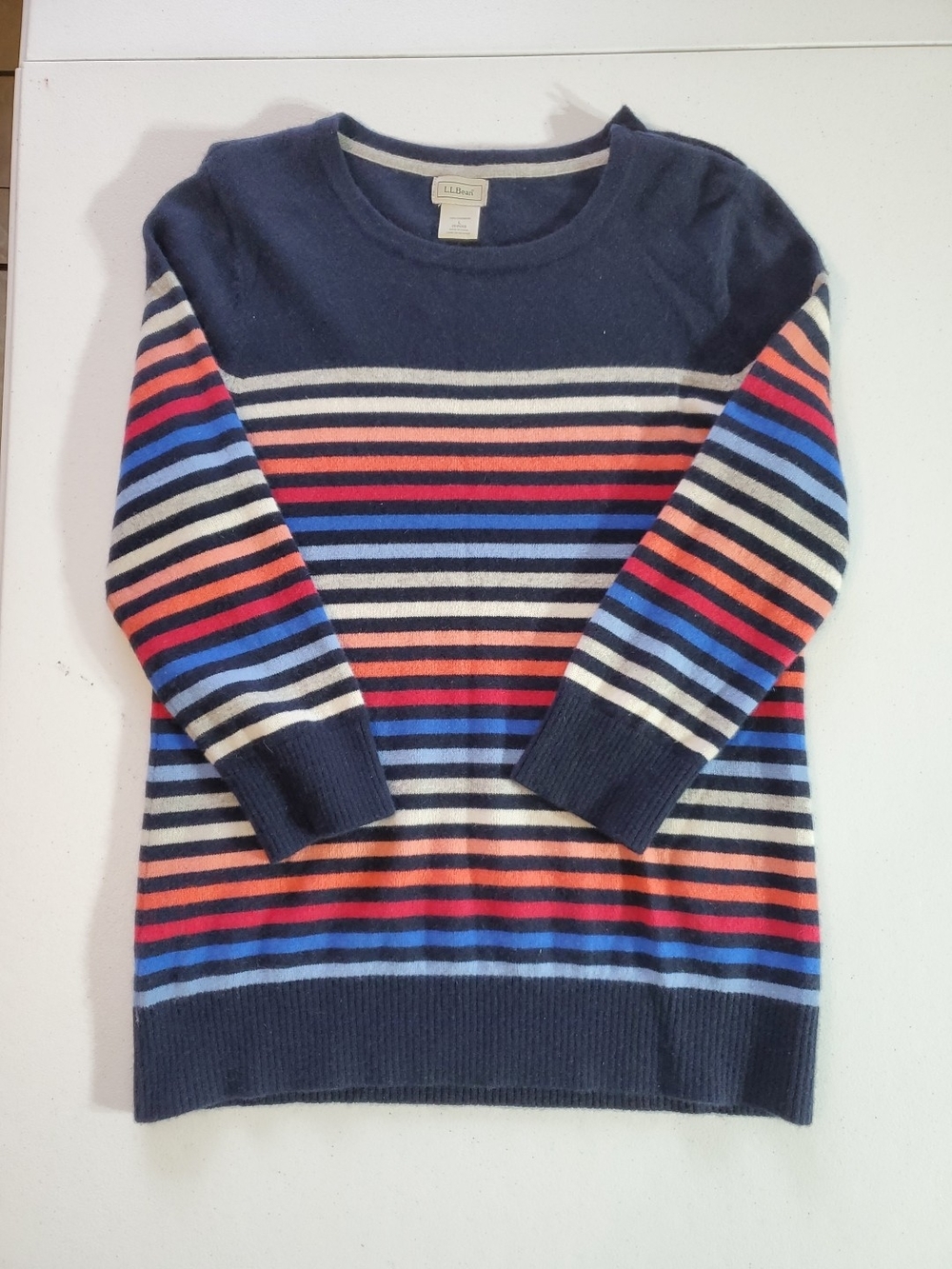 Y2K L.L.Bean Cashmere Navy Multicolor Striped Sweater
